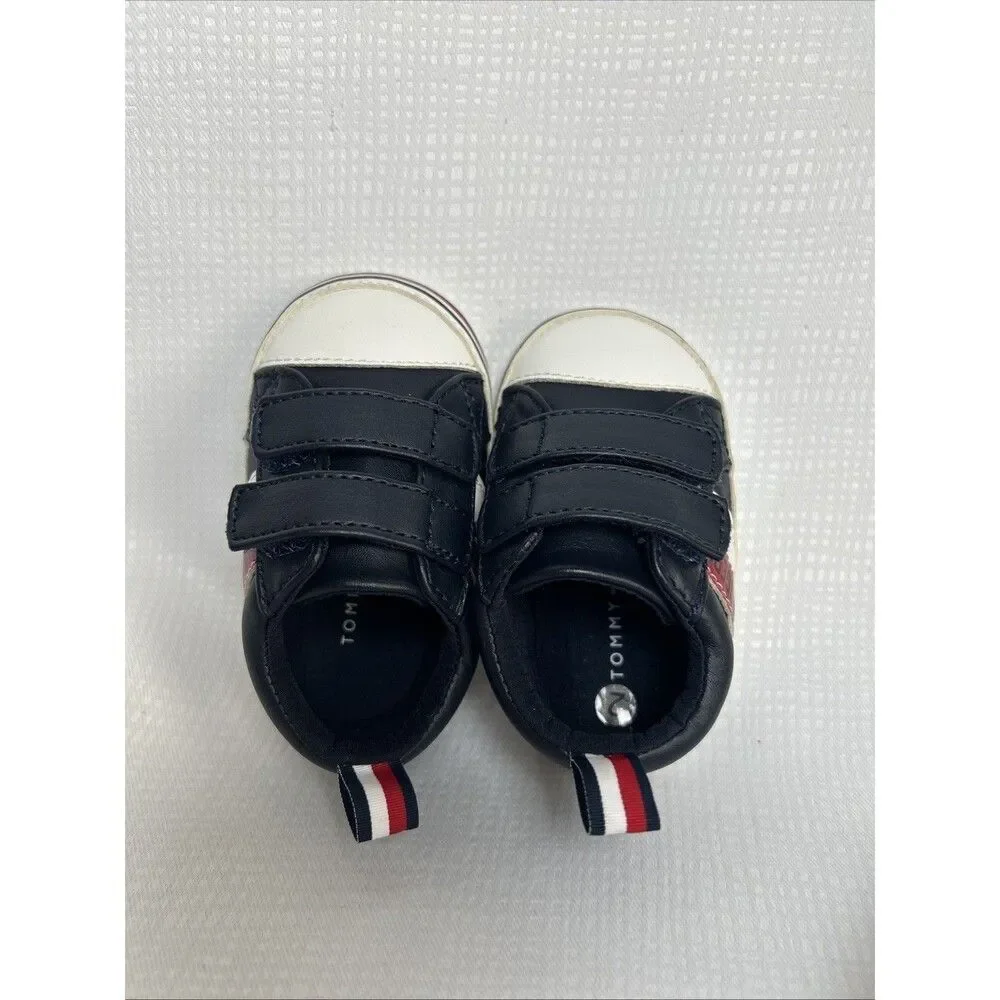 Tommy Hilfiger Baby Shoes size 2, Hook & Loop Closure Black White Red